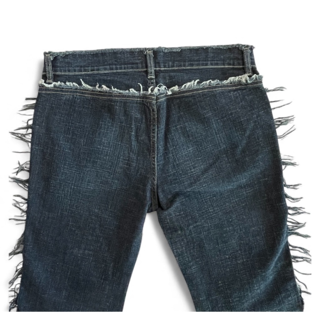 DIESEL Y2K Vintage Jeans Frayed Distressed Fringe Button Fly Flare Wide Leg Slit - Picture 3 of 12